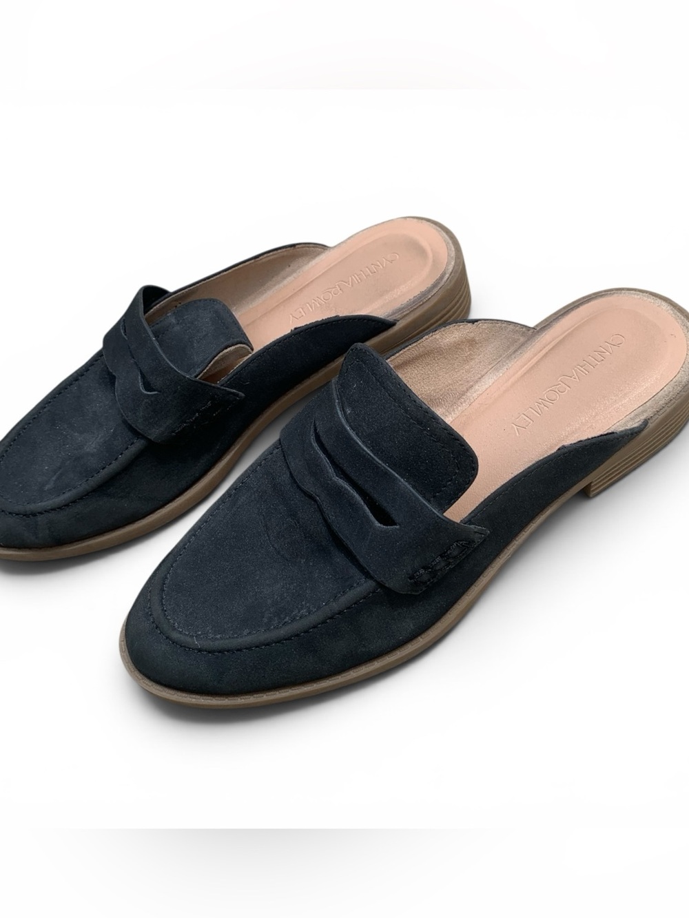 Cynthia Rowley Black Suede Loafer Mules Shoes 8.5